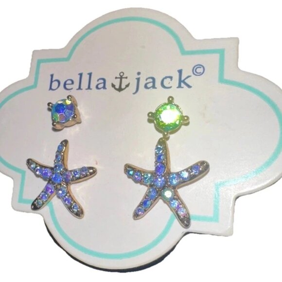 Pair Of 2 Bella Jack Blue Dimond Star Fish Shaped and Stud Fashion Earing - Picture 2 of 3